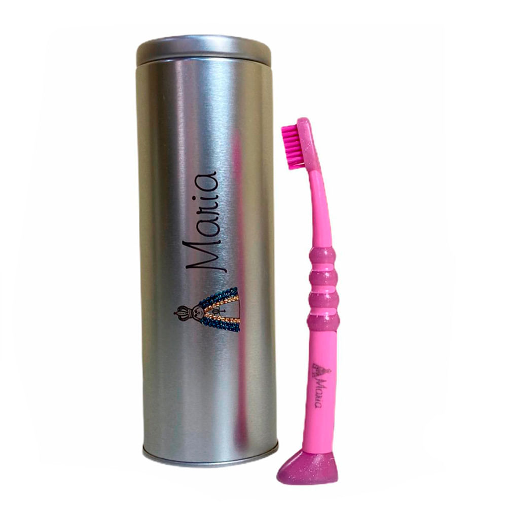 Kit Escova de Dentes Infantil Curakid Curaprox - Rosa na Latinha Cílindrica