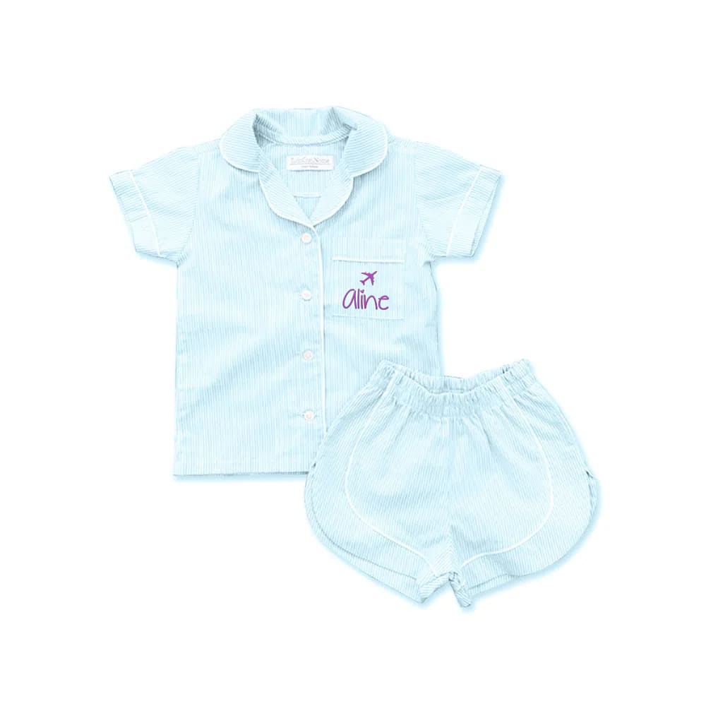 Pijama Infantil M/C TudoComNome - Azul Bebê Pijaminha Infantil Menina M/C TudoComNome - Azul Bebê Tam 1