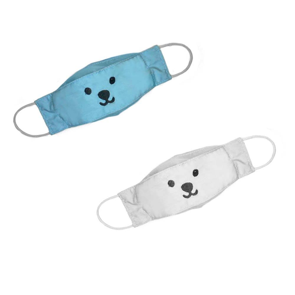 Conjunto 2 Máscaras Infantis TudoComNome - Puppy Azul e Branca