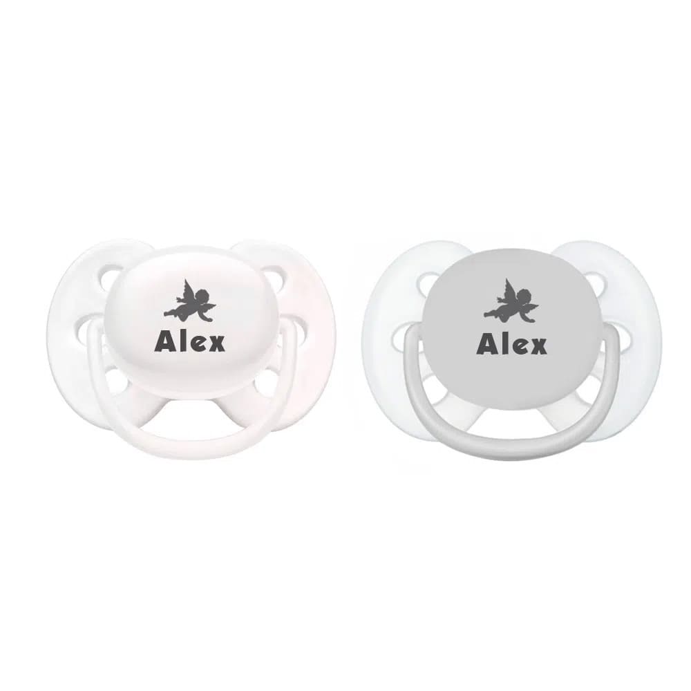 Kit Chupeta Ultra Soft 0-6 Meses + Chupeta Ultra Soft 6-18 Meses Avent - Branca e Cinza
