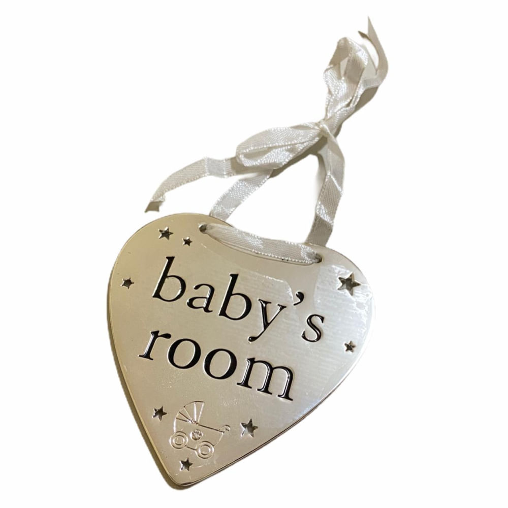 Placa para Berço ou Maternidade Bambino - Coração Prata